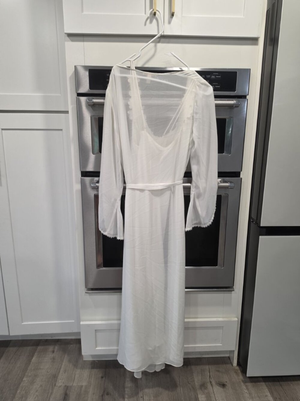 Vintage Flora Nikrooz Two-Piece White Lace Nightgown Sheer Robe Set Bell sleeve - Picture 4 of 14